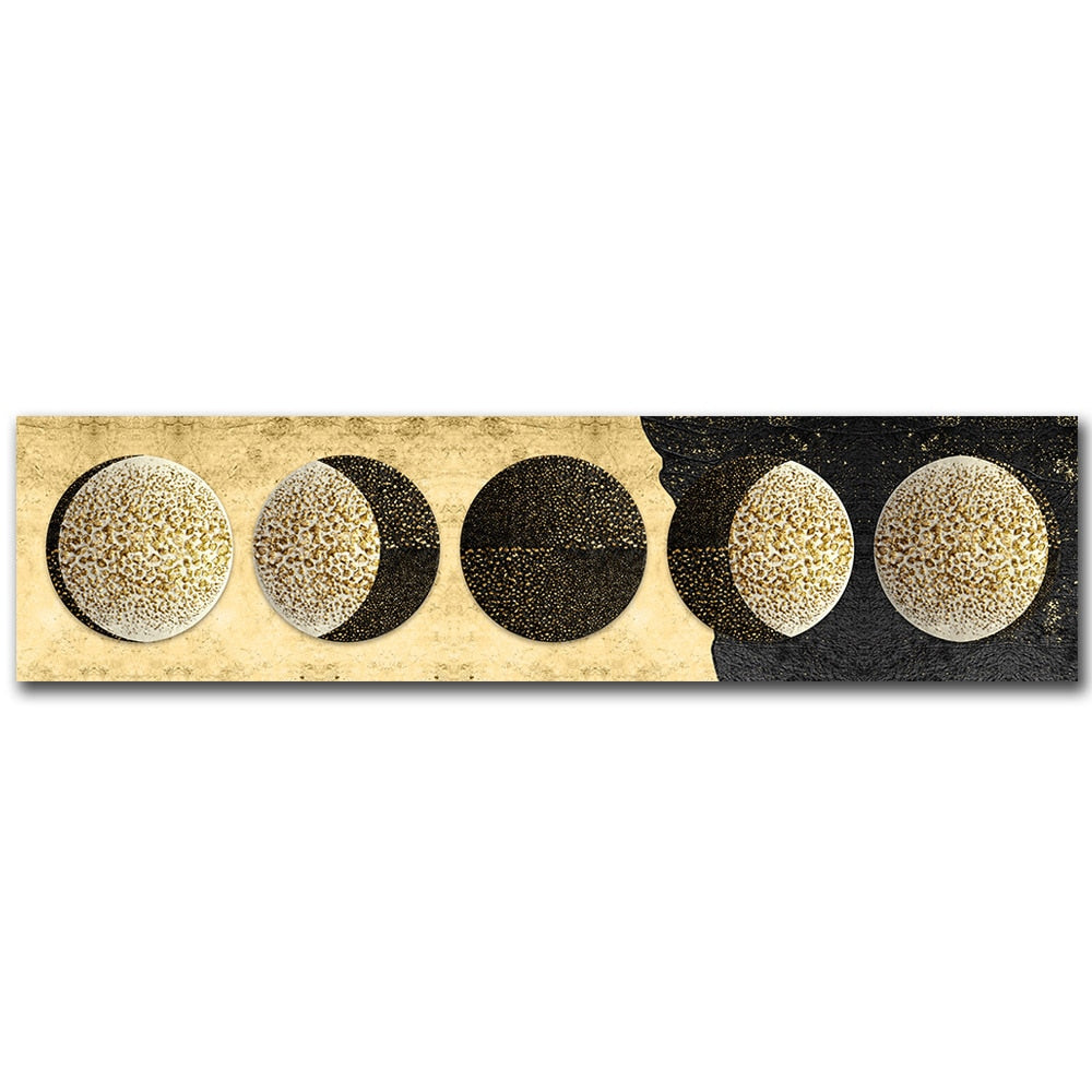 Moon Phases Wide Format Black White Wall Art Fine Art Canvas Prints Pictures For Bedroom Above The Bed Living Room Decor