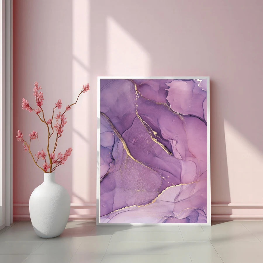 Purple Mauve Liquid Marble Print Wall Art Fine Art Canvas Prints Chic Abstract Pictures For Living Room Bedroom Boutique Salon Art Decor 2025