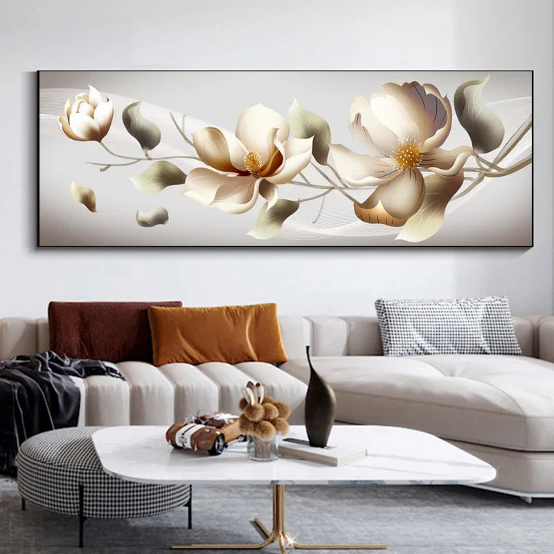 Light Luxury Black Golden Rose Floral Wall Art Fine Art Canvas Prints Wide Format Pictures For Above The Sofa Art For Above The Bed