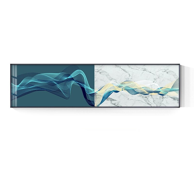 Flowing Lines Abstract Geometric Wide Format Wall Art Fine Art Canvas Print For Living Room Bedroom Picture For Above The Bed