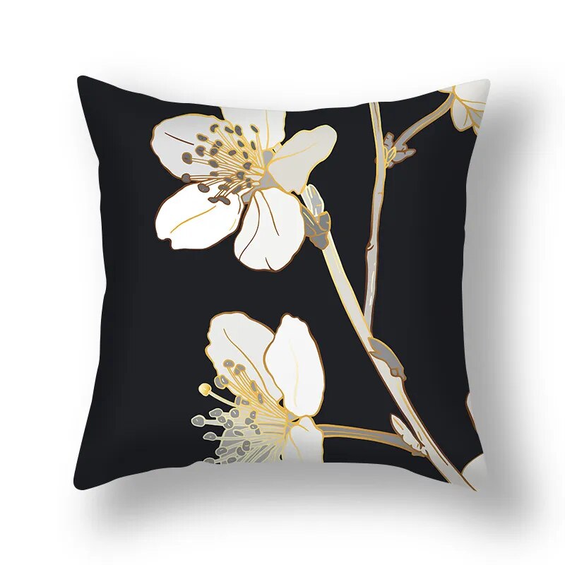 Auspicious Jade Green Golden Leaf Pillow Cushion Covers 45x45cm Printed Sofa Throw Cushion Cases For Living Room Bedroom Modern Home Decor