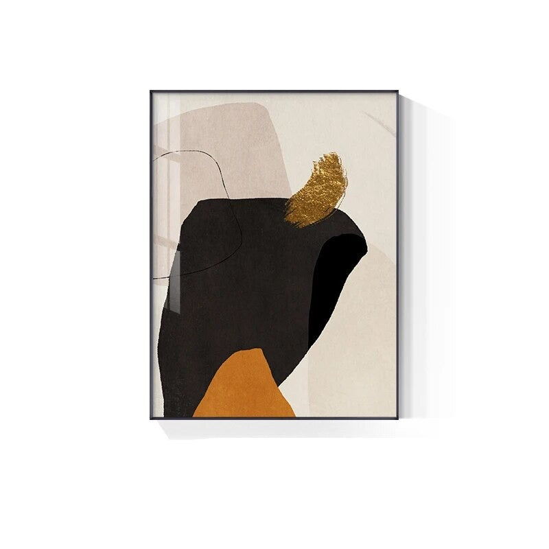 Modern Abstract Solid Color Wall Art Golden Black Orange Fine Art Canvas Prints Nordic Pictures For Living Room Home Office Hotel Decor