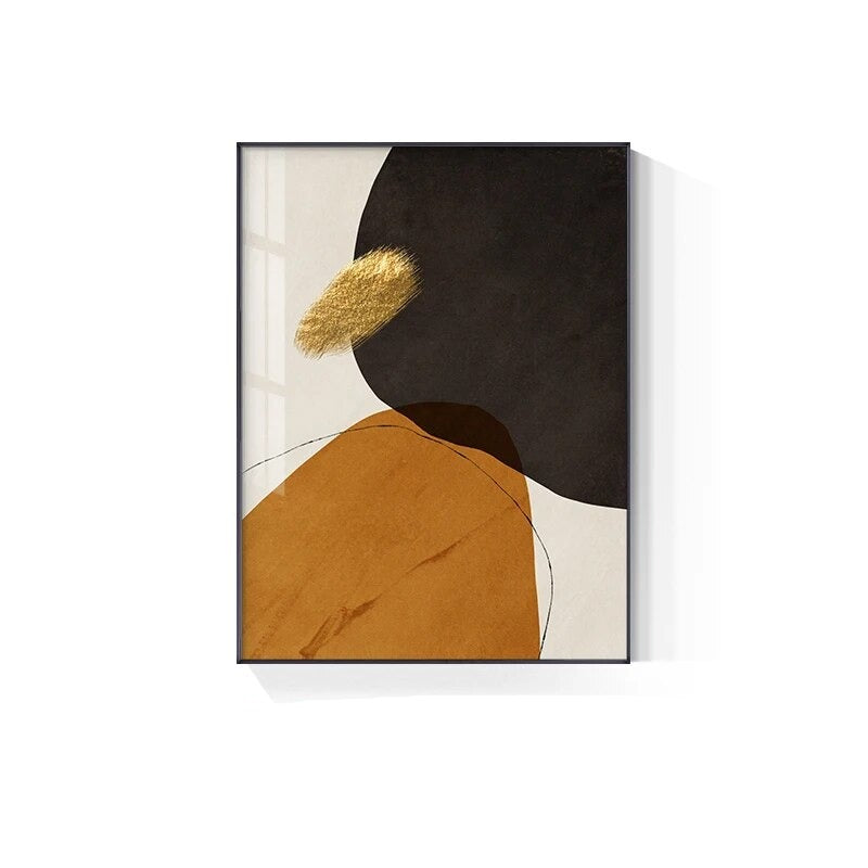 Modern Abstract Solid Color Wall Art Golden Black Orange Fine Art Canvas Prints Nordic Pictures For Living Room Home Office Hotel Decor
