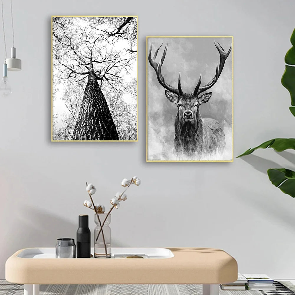 Northern Wilderness Eagle Deer Landscape Wall Art Fine Art Canvas Posters Prints Pictures For Living Room Dining Room Nordic Home Decor