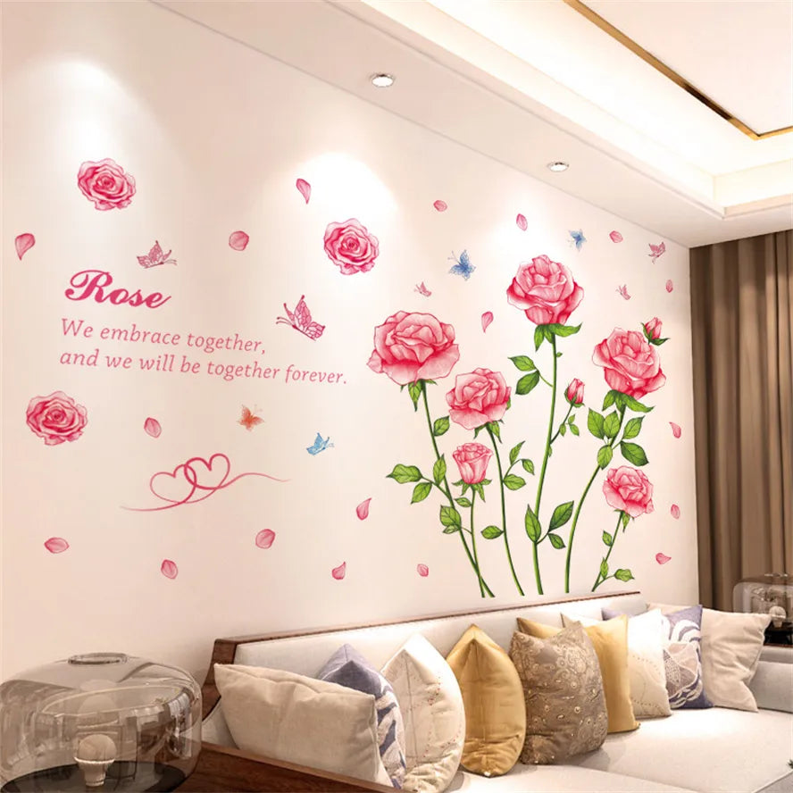 Colorful Floral Vinyl Wall Mural Wall Sticker For Living Room Bedroom Kid's Room Removable PVC Wall Decals For Creative DIY Home Decor