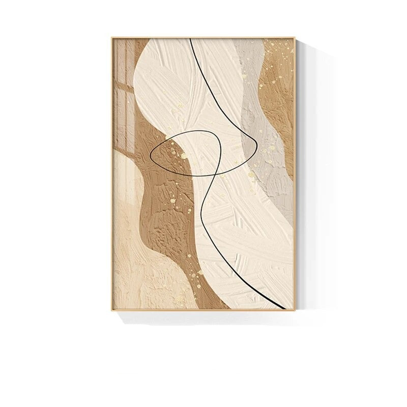 Abstract Beige Texture Black Line Wall Art Fine Art Canvas Prints Nordic Abstract Pictures For Bedroom Living Room Dining Room Decor