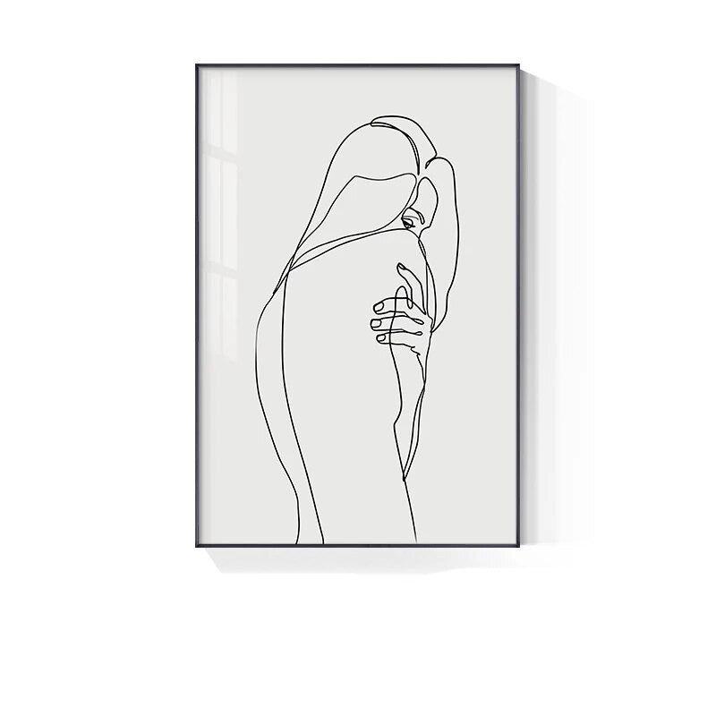 Minimalist Line Art Black White Poster Wall Art Fine Art Canvas Prints Simple Lifestyle Pictures For Bedroom Living Room Wall Decoration