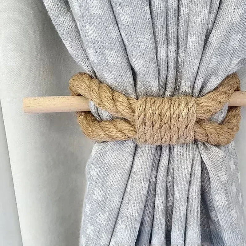 Natural Wood Hemp Rope Curtain Tie Binding Decoration For Living Room Bedroom Dining Room Curtains Nordic Style Home Decor For Simple Living