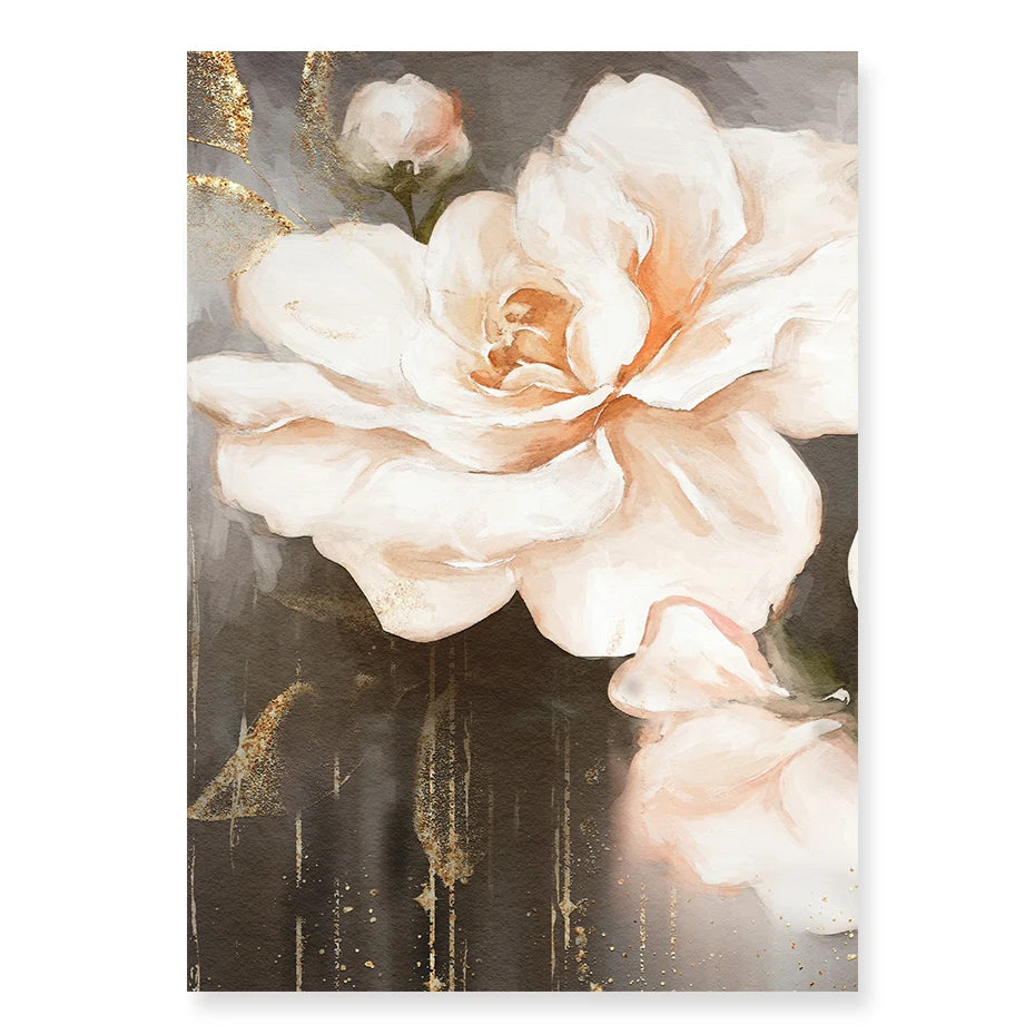 Pink Beige Petals Big Floral Wall Art Fine Art Canvas Prints Elegant Abstract Botanical Pictures For Living Room Bedroom Art Decor