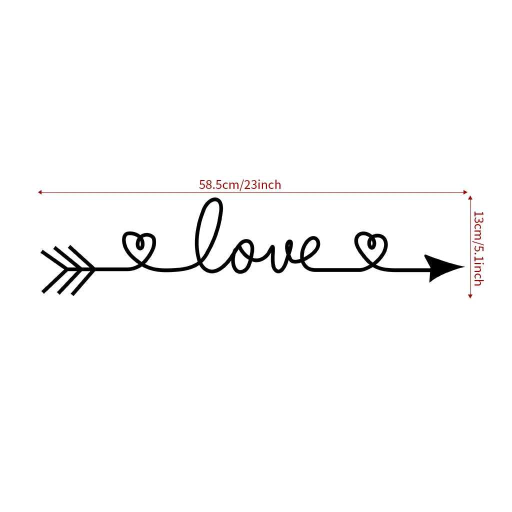 Double Heart Love Arrow Wall Sticker For Bedroom Removable Peel and Stick PVC Vinyl Wall Decal Creative DIY Home Decor