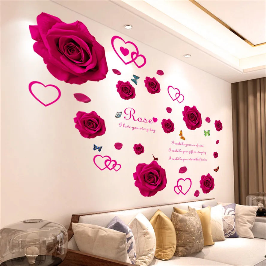 Colorful Floral Vinyl Wall Mural Wall Sticker For Living Room Bedroom Kid's Room Removable PVC Wall Decals For Creative DIY Home Decor