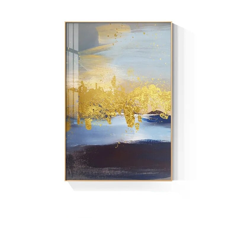 Abstract Nordic Landscape Wall Art Fine Art Canvas Prints Golden Rustic Hues Pictures For Modern Apartment Living Room Contemporary Home Decor