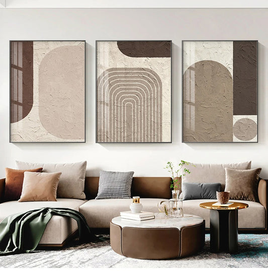 Scandinavian Geometric Abstract Wall Art Fine Art Canvas Prints Neutral Colors Pictures For Living Room Bedroom Art For Modern Apartment