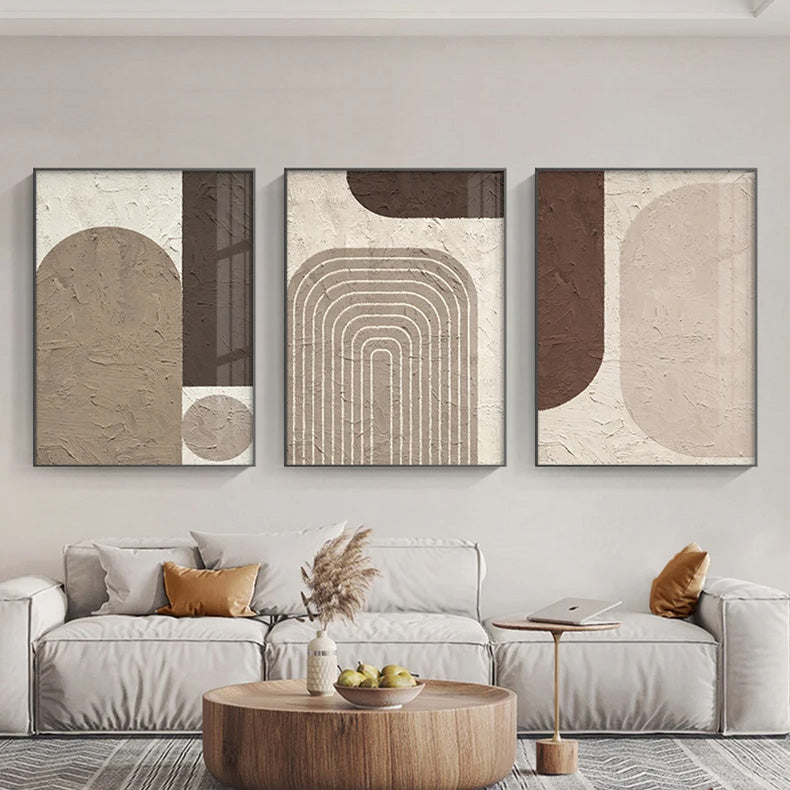 Scandinavian Geometric Abstract Wall Art Fine Art Canvas Prints Neutral Colors Pictures For Living Room Bedroom Art For Modern Apartment