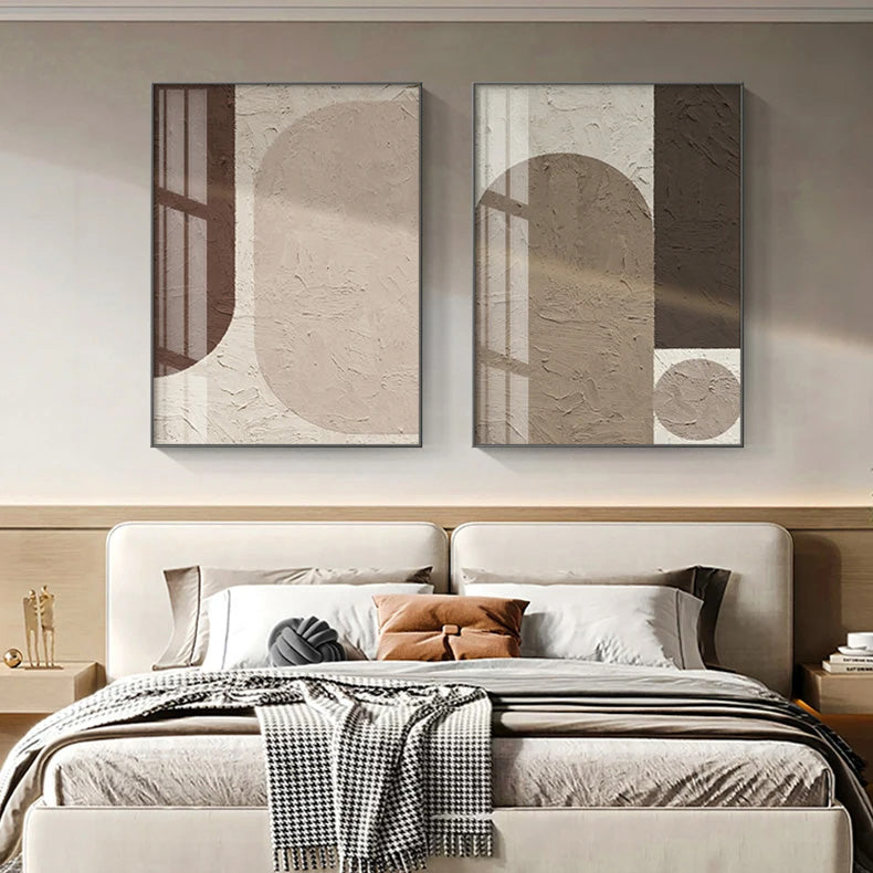 Scandinavian Geometric Abstract Wall Art Fine Art Canvas Prints Neutral Colors Pictures For Living Room Bedroom Art For Modern Apartment