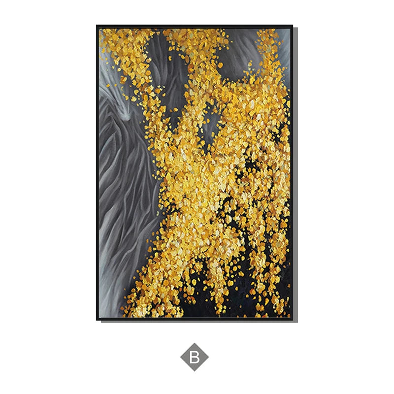 Abstract Black Golden Rings Wall Art Fine Art Canvas Prints Modern Aesthetics Pictures For Living Room Office Boutique Hotel Room Decor