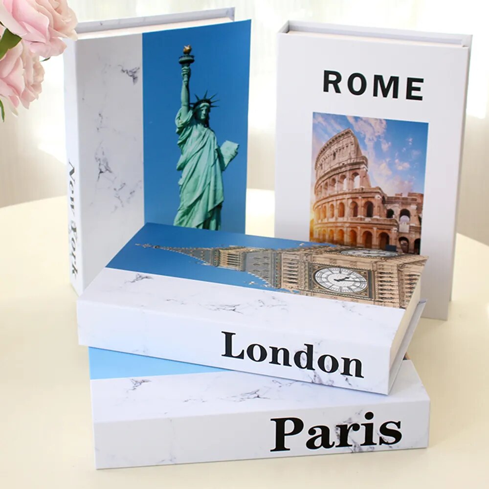 London Paris Tokyo New York Fashion Faux Books Coffee Table Decor Book Boxes Storage Ornamental Decoration For Modern Home Decor