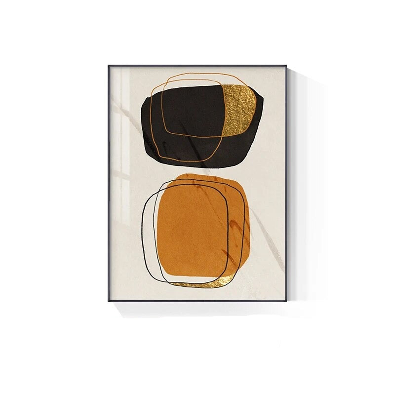 Modern Abstract Solid Color Wall Art Golden Black Orange Fine Art Canvas Prints Nordic Pictures For Living Room Home Office Hotel Decor