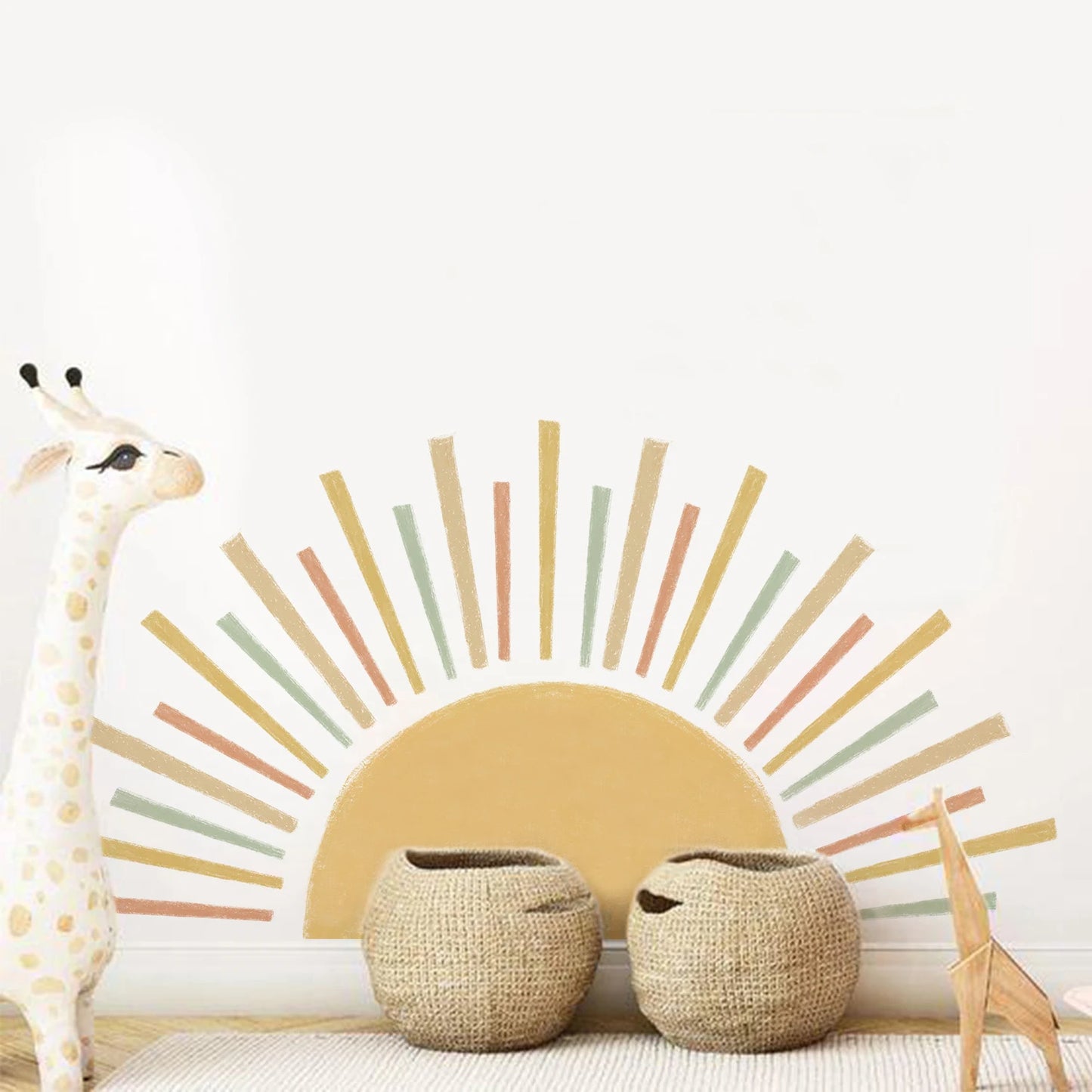 Big Sun Wall Sticker For Children's Room Removable Vinyl Wall Decal For Kid's Playroom Creative Colorful Nordic Nursery DIY Home Decor