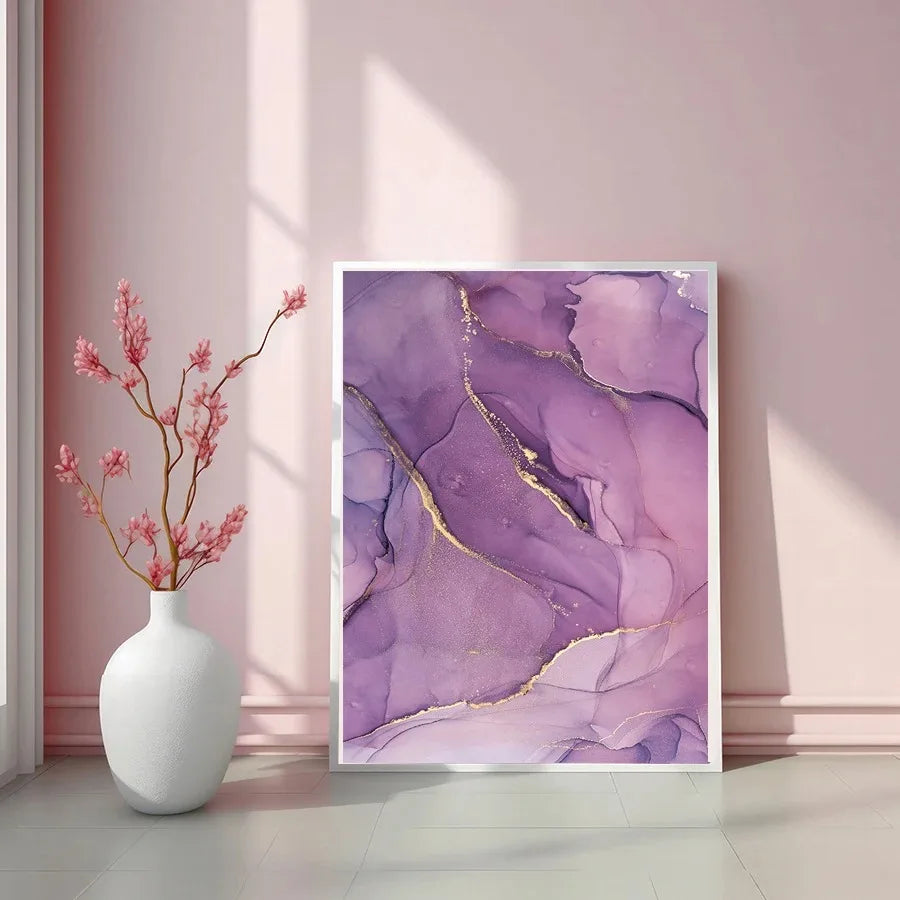 Purple Mauve Liquid Marble Print Wall Art Fine Art Canvas Prints Chic Abstract Pictures For Living Room Bedroom Boutique Salon Art Decor 2025