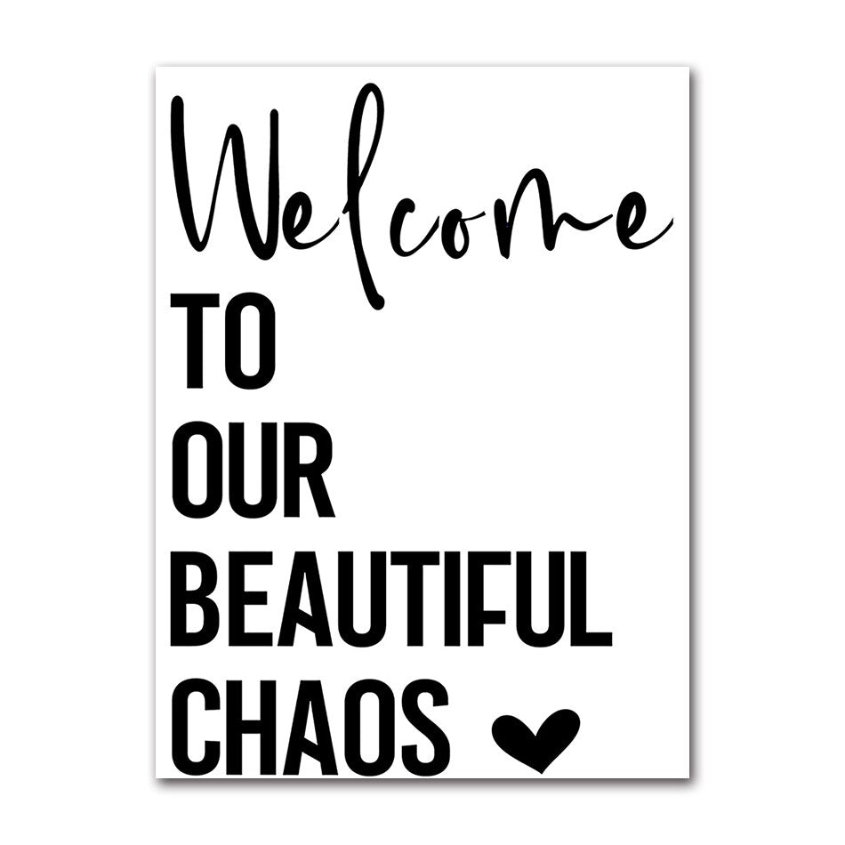 Happy Place Quotations Home Decor Wall Art Fine Art Canvas Prints Black White Minimalist Typographic Pictures For Family Living Room Wall Decor