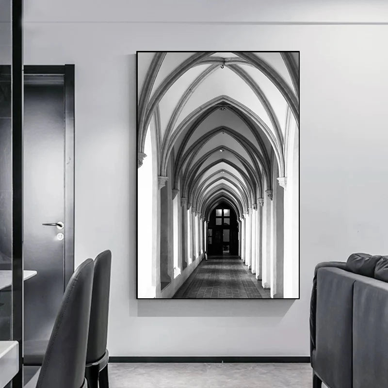 Abstract Architectural Abyss Black And White Wall Art Fine Art Canvas Prints Modern Pictures For Living Room Office Contemporary Home Decor