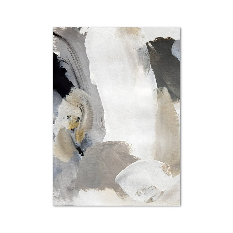 Modern Abstract Thick Brush Black Gray Beige Wall Art Fine Art Canvas Prints Pictures For Contemporary Home Office Interior Decor
