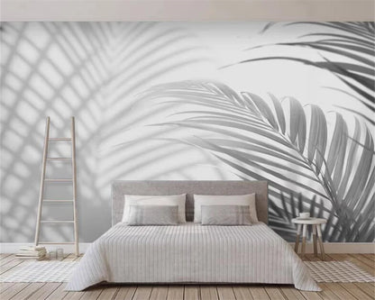 Nordic Wall Mural Black White Tropical Leaves Wall Art Wallcovering Large Sizes Wall Decor Wallpaper Big Mural For Living Room Bedroom