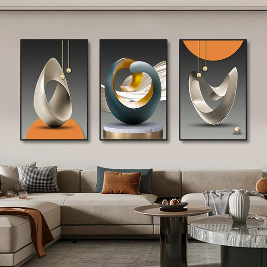 * Featured Sale * Set of 3Pcs Modern Aesthetics Abstract Still Life Wall Art Fine Art Canvas Prints Pictures For Luxury Loft Apartment Living Room Dining Room Art Decor