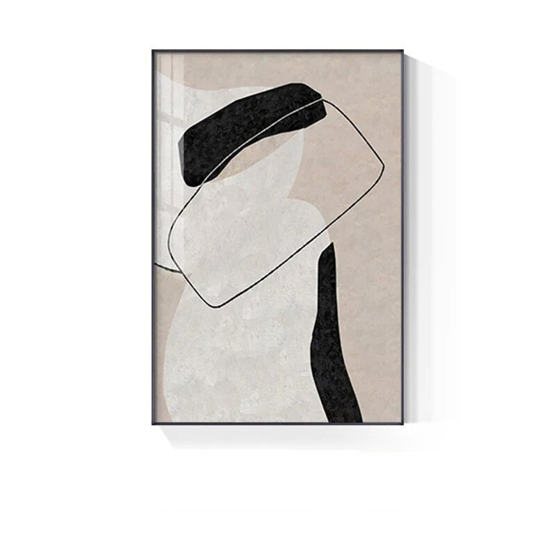 Abstract Geometric Color Block Wall Art Fine Art Canvas Prints Modern Neutral Color Pictures For Living Room Home Office Hotel Room Decor