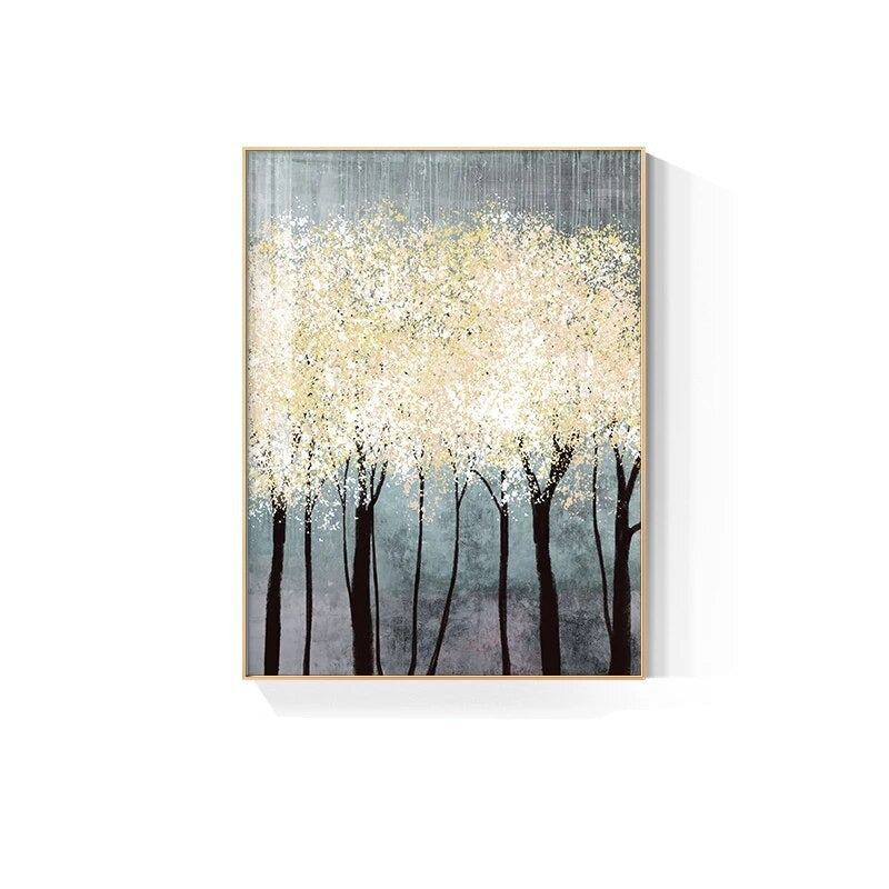 Colorful Abstract Golden Tree Blossom Wall Art Fine Art Canvas Prints Light Luxury Pictures For Living Room Dining Room Hotel Room Decor