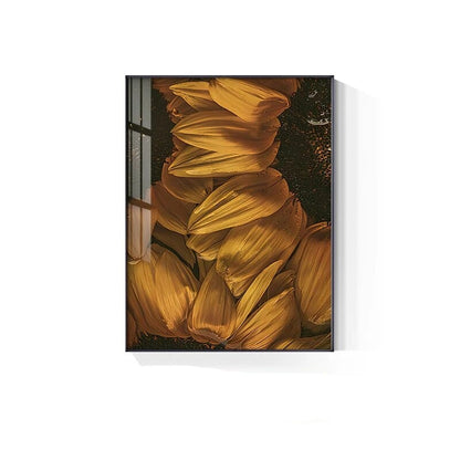 Golden Sunflower Abstract Floral Wall Art Fine Art Canvas Prints Modern Botanical Pictures For Living Room Dining Room Home Office Decor