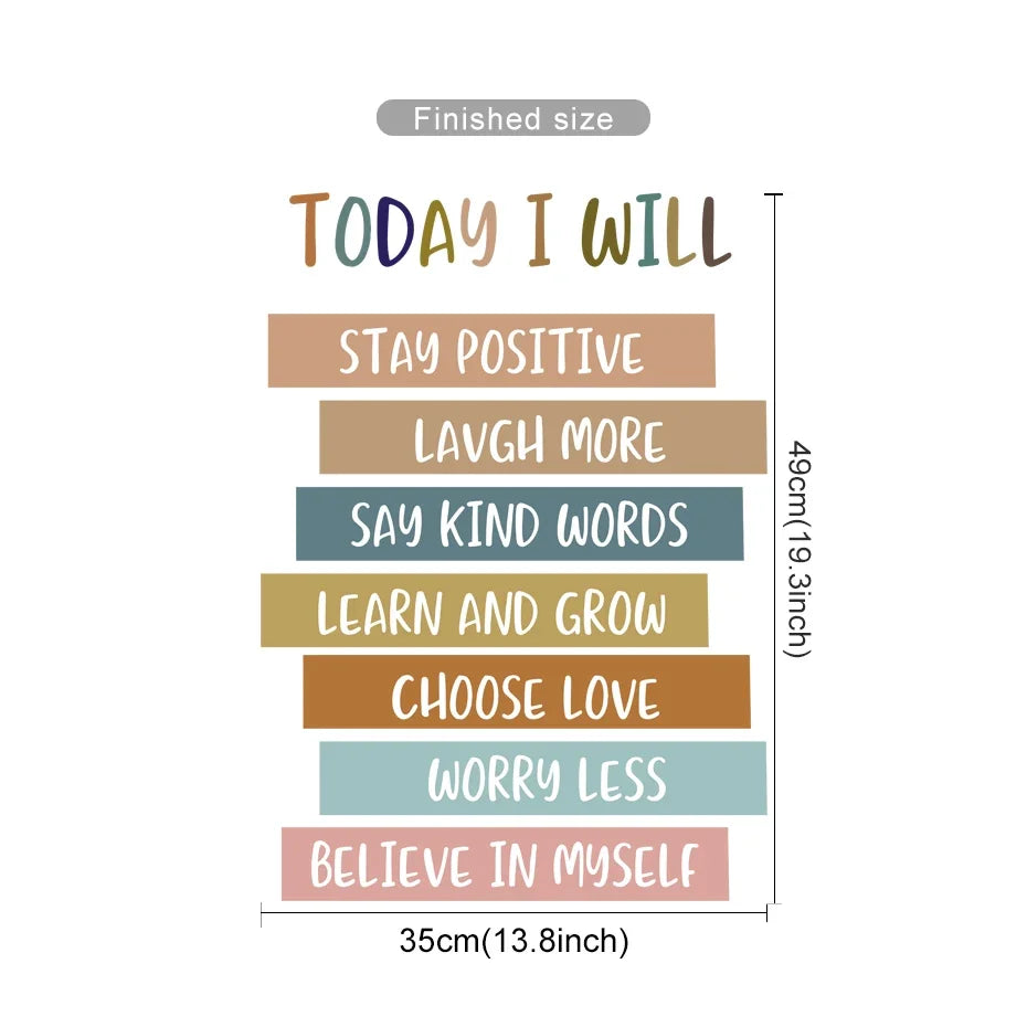 Kids’ Inspirational Affirmations Wall Stickers – Removable Peel & Stick Vinyl Wall Decals for Kid's Bedroom Decor