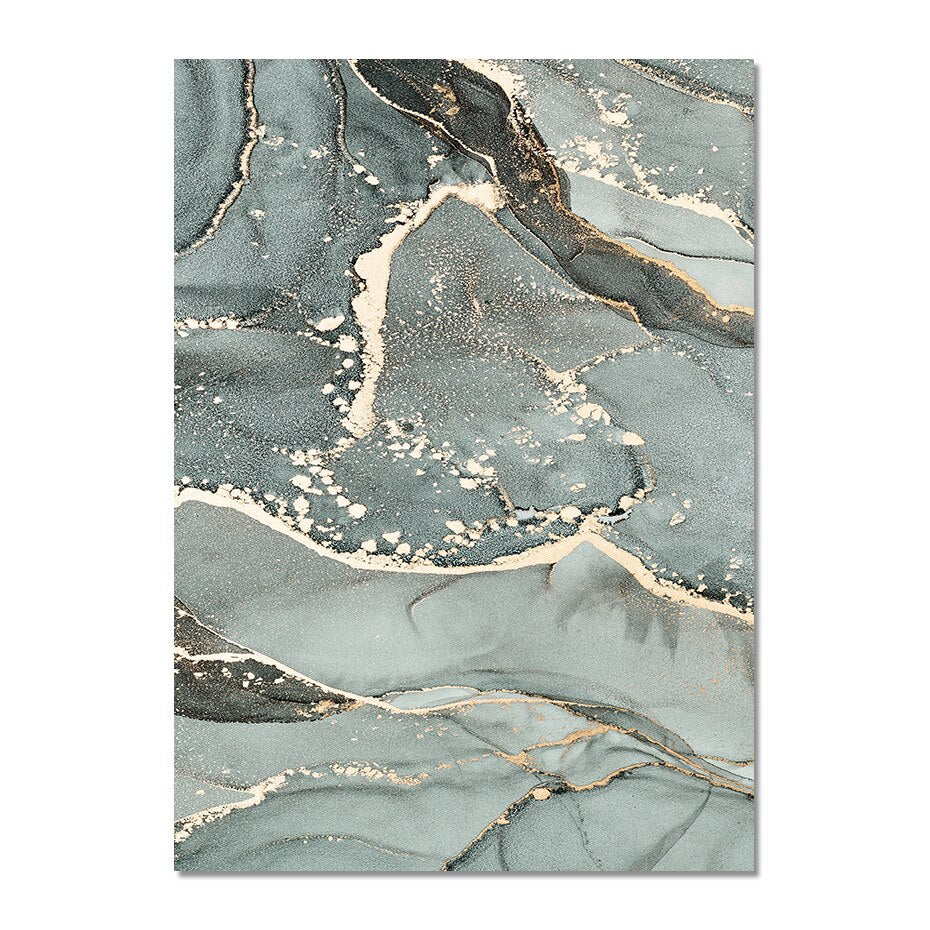 Abstract Green Golden Liquid Marble Wall Art Fine Art Canvas Prints Pictures For Modern Apartment Living Room Bedroom Salon Wall Art Decor