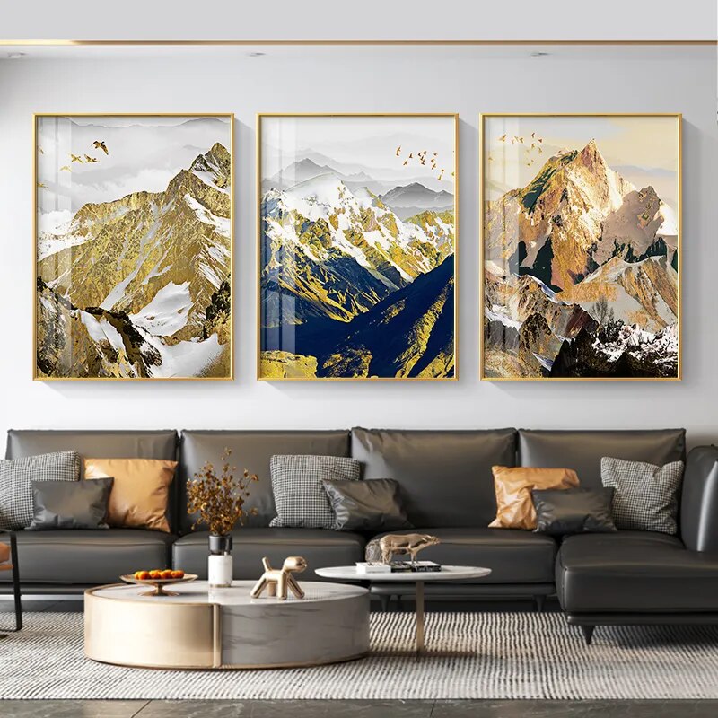 Golden Sun Mountain Landscape Wall Art Fine Art Canvas Prints Pictures For Luxury Living Room Dining Room Home Office Art Decor