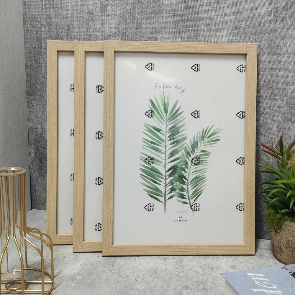 3Pcs Wooden Picture Frame For Canvas Prints Nordic Style Black White Natural Wood Photo Frame For 21x30cm 20x25cm 15x20cm 13x18cm Canvas Prints
