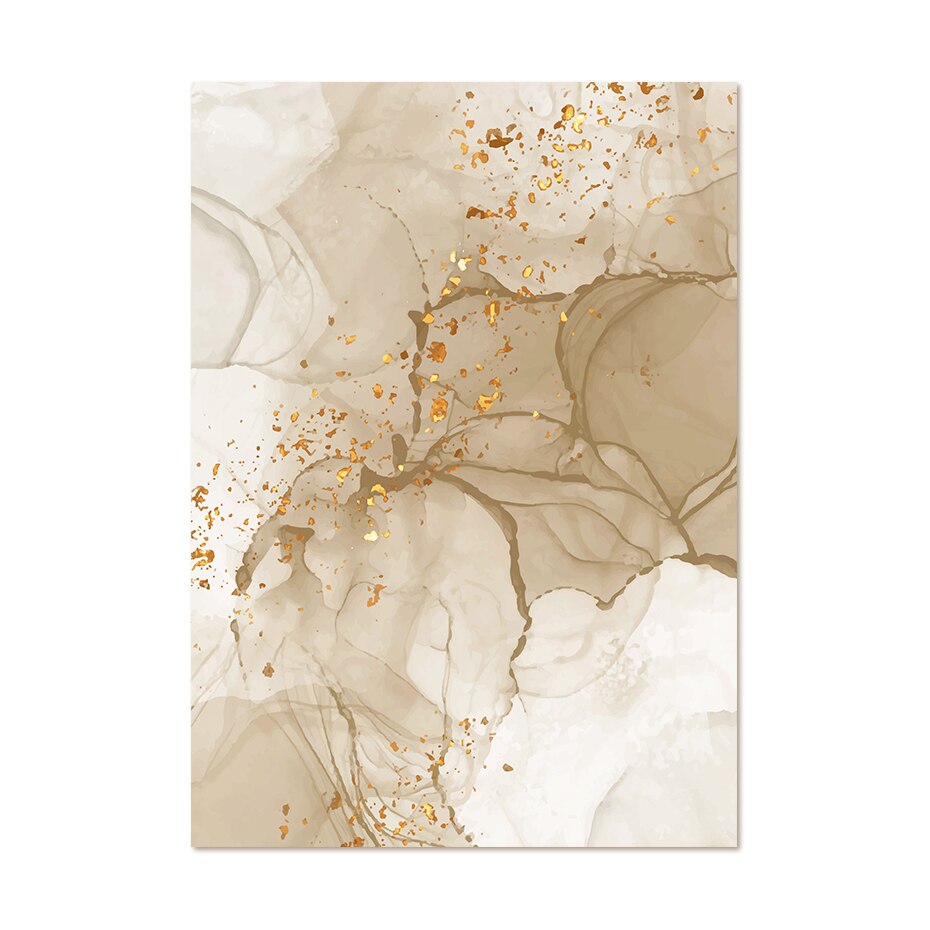 Modern Abstract Beige Golden Liquid Marble Print Wall Art Fine Art Canvas Prints Pictures For Living Room Bedroom Art Decor#