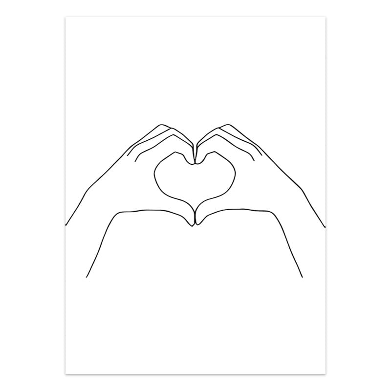 Modern Minimalist Black White Love Posters Wall Art Fine Art Canvas Prints Silhouette Figure Art Pictures For Living Room Bedroom Art Decor