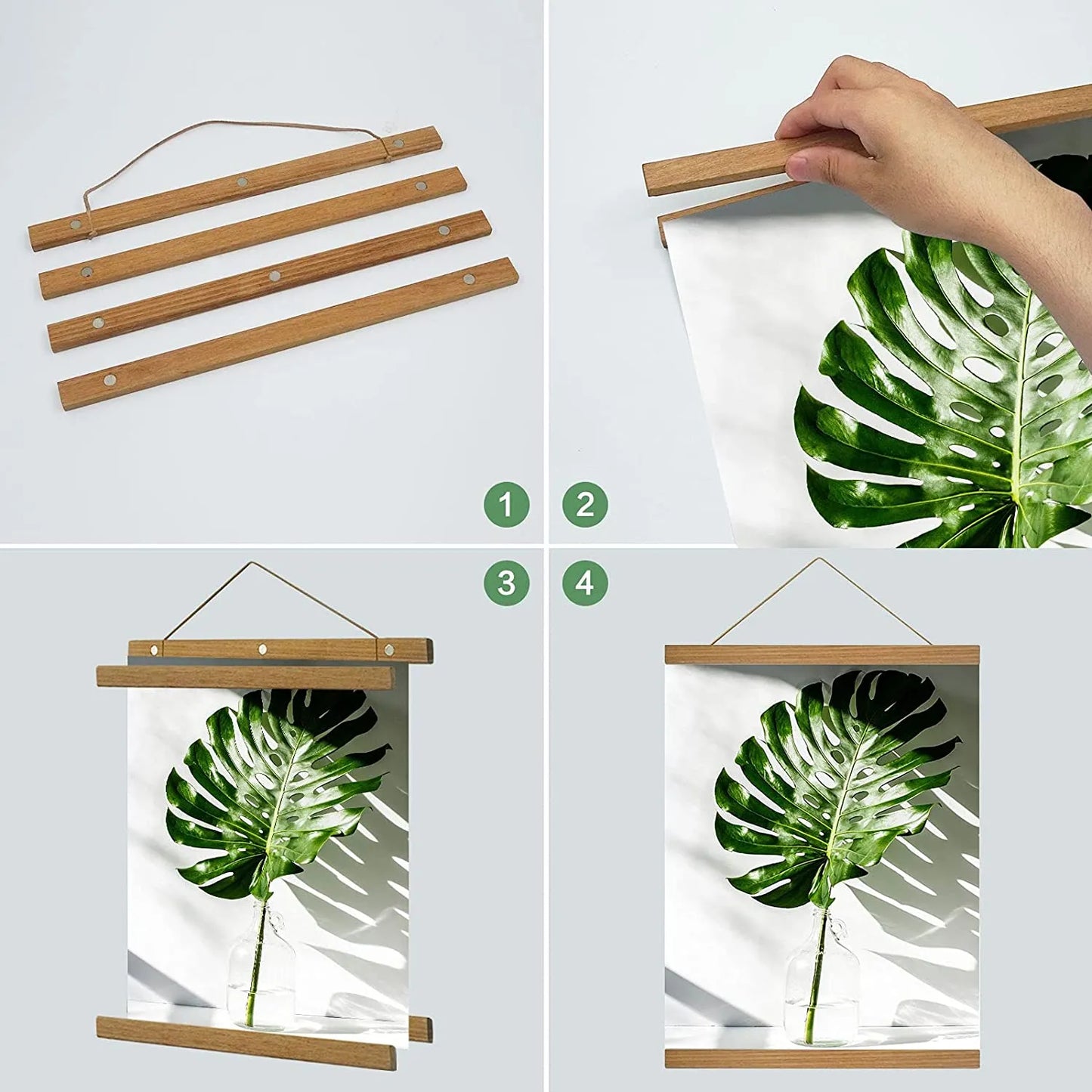 Modern Natural Wood Picture Frames Magnetically Clamps Canvas In Place Simple Canvas Scroll Hanging Frame For Canvas Print Wall Decor