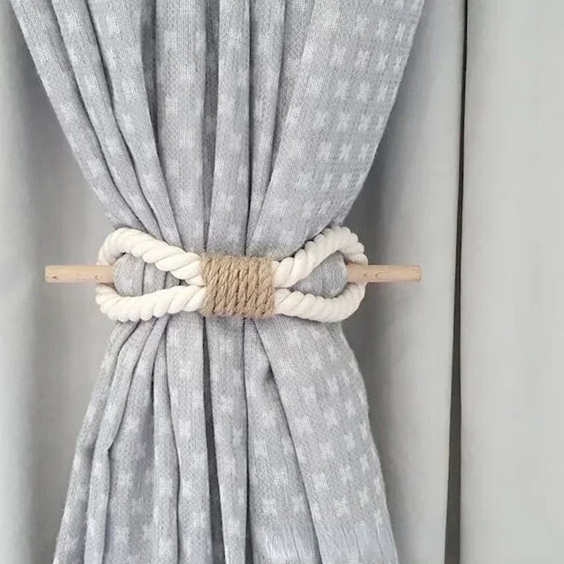 Natural Wood Hemp Rope Curtain Tie Binding Decoration For Living Room Bedroom Dining Room Curtains Nordic Style Home Decor For Simple Living