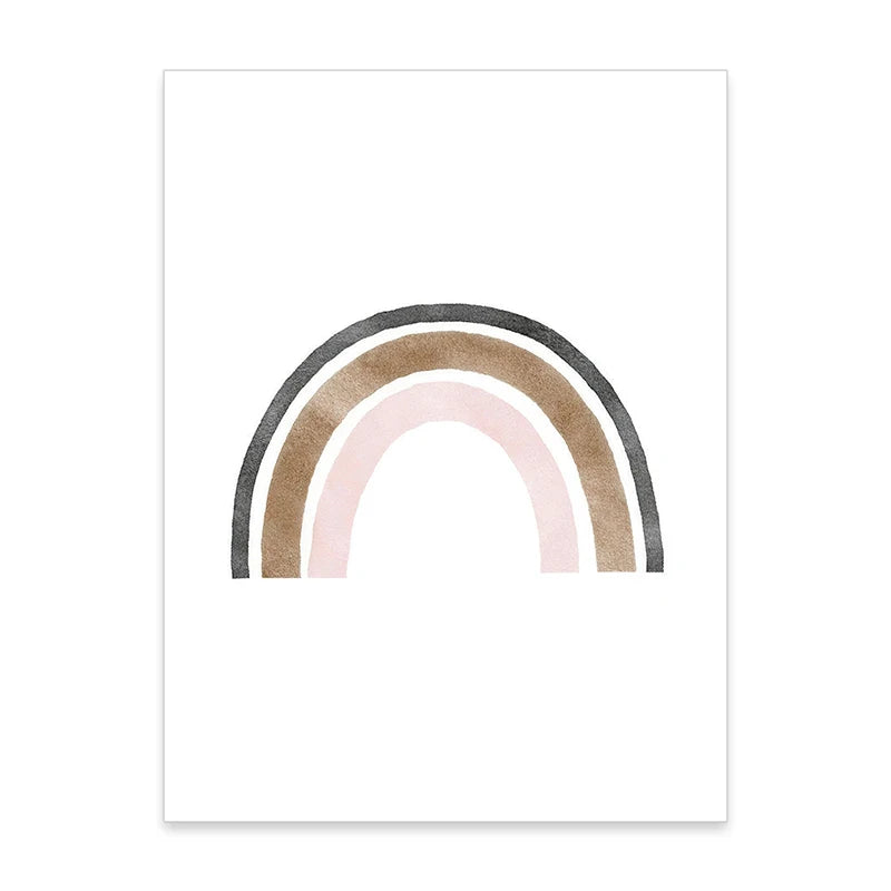 Watercolor Cartoon Animals Sun & Rainbow Nursery Wall Art Fine Art Canvas Prints Cute Pictures For Baby's Room Kid's Room Nordic Home Decor