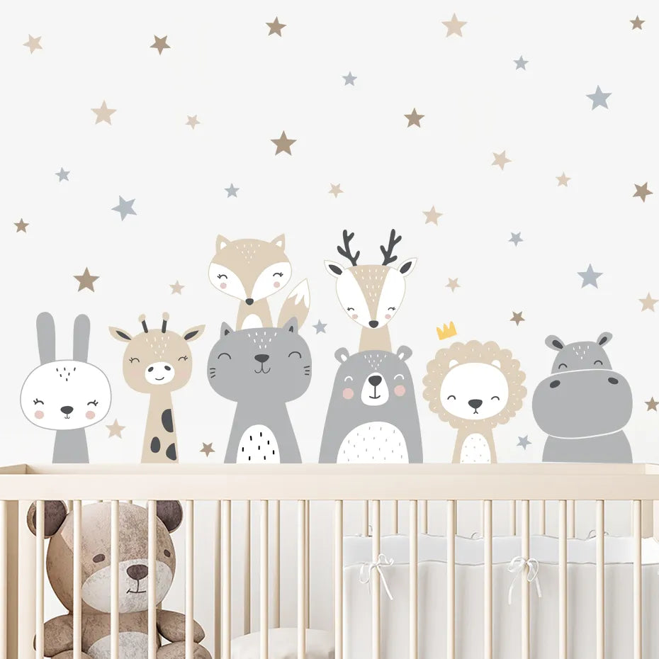 Cute Lion Giraffe Reindeer & Friends Wall Decals Removable Peel & Stick Wall Stickers High Quality Nursery Vinyl For Creative DIY Wall Decor.