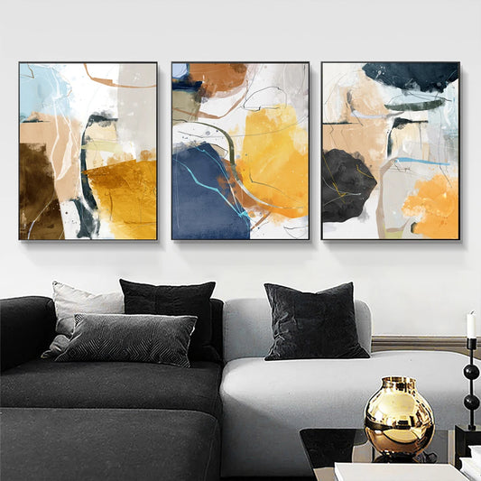 Set of 3Pcs Colorful Abstract Wall Art Fine Art Canvas Prints Pictures For Modern Apartment Living Room Dining Room Bedroom Art For Contemporary Interiors