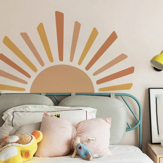 Big Sunshine Sun Rise Wall Sticker For Nursery Room Removable Peel & Stick Wall Decal Mural For Children's Room Creative DIY Kid's Room Wall Decor 