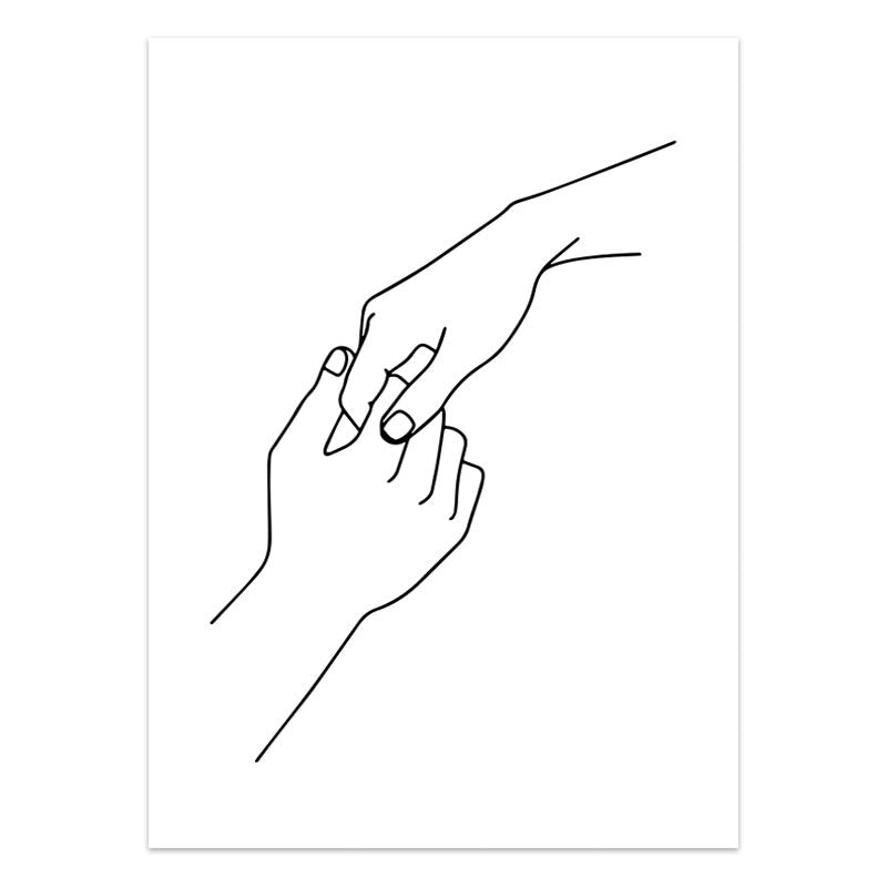 Modern Minimalist Black White Love Posters Wall Art Fine Art Canvas Prints Silhouette Figure Art Pictures For Living Room Bedroom Art Decor