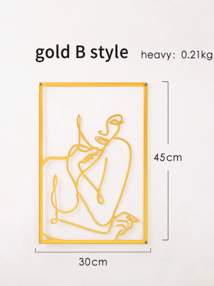 Simple Metalwork Line Art Figure Art Abstract Minimalist Wall Decoration For Bedroom Living Room Scandinavian Home Interior Decor