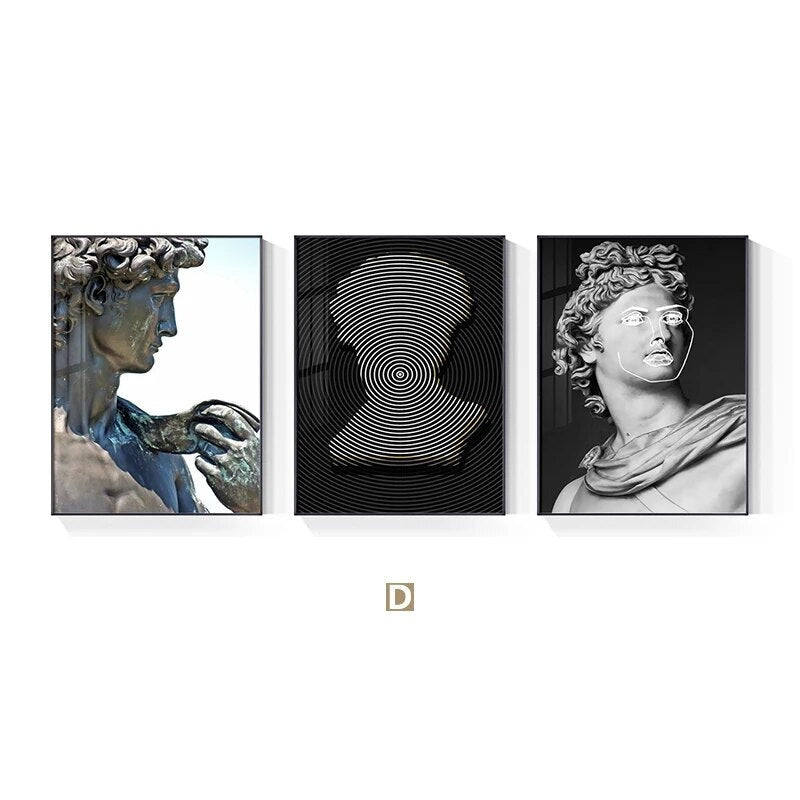 Black & White Abstract Retro David Poster Wall Art Fine Art Canvas Prints Modern Pictures For Living Room Dining Room Home Office Decor