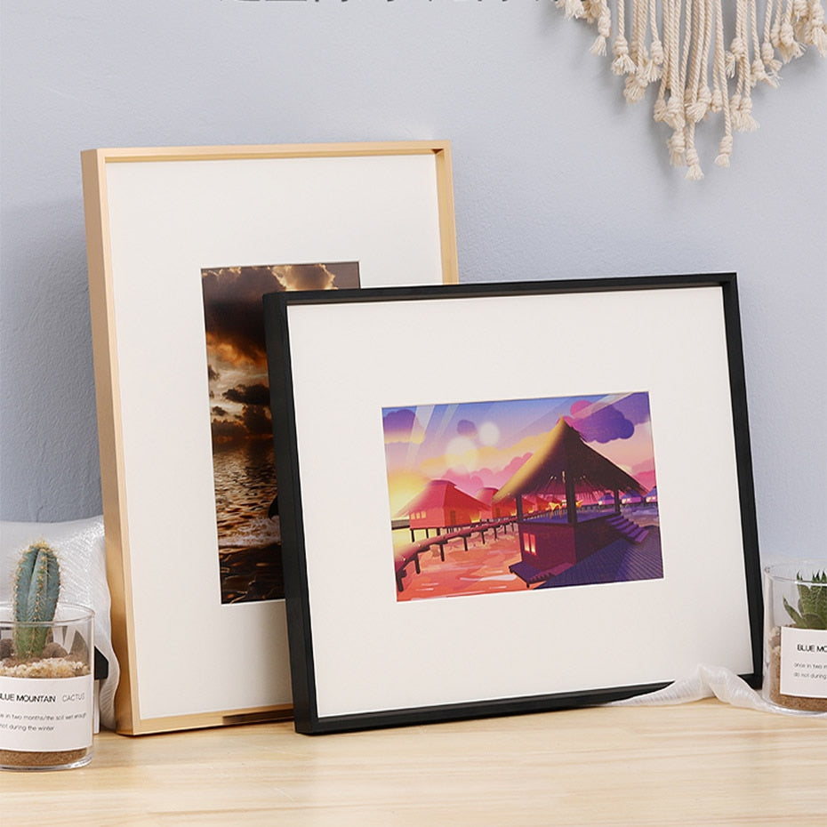 Big Sizes Metal Picture Frame For Canvas Prints Slim Bezel Silver Gold Titanium Finish Aluminium Plus Natural Wood 60x120cm, 110x180cm etc