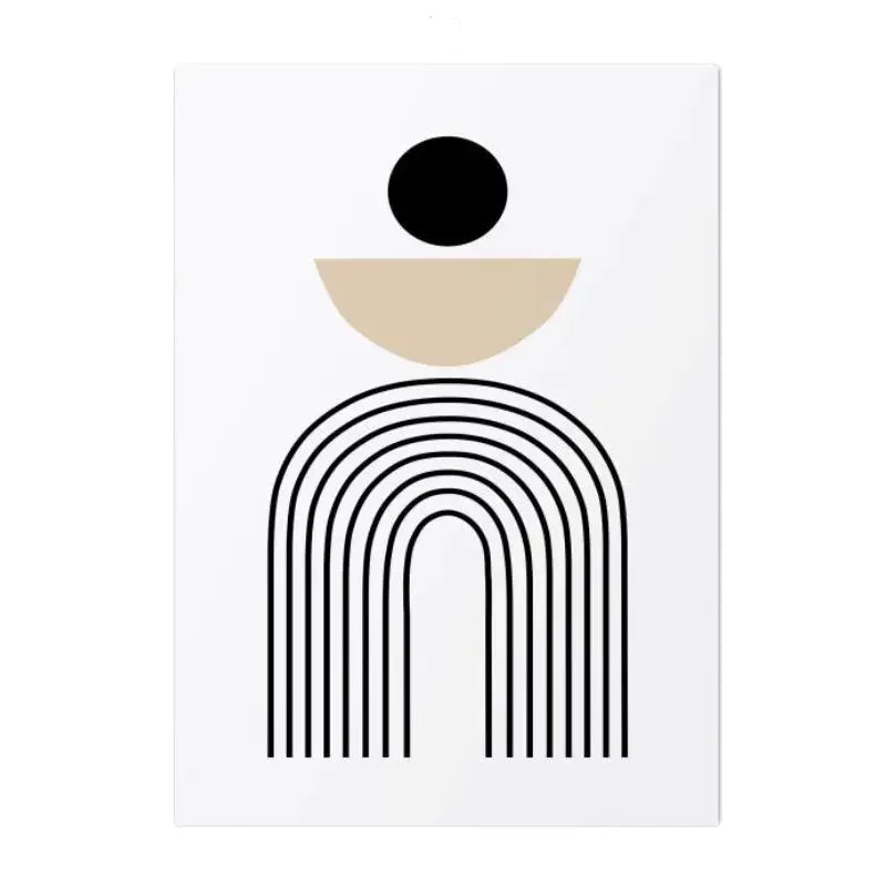 Minimalist Black & Beige Abstract Canvas Wall Art – Geometric Prints for Modern Apartment Living Room Dining Room Bedroom Art Decor