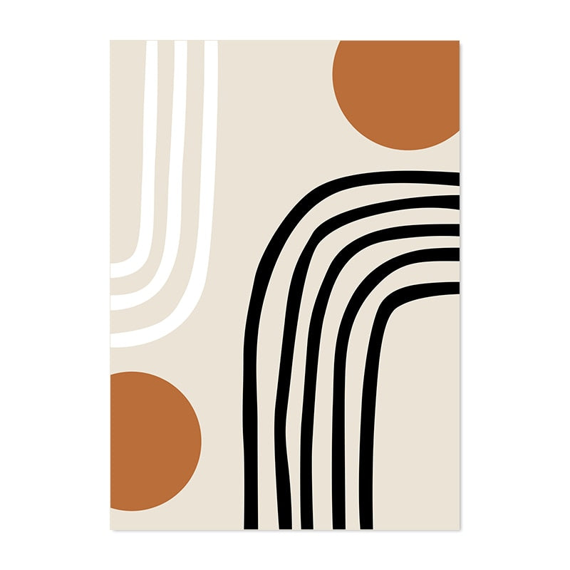 Modern Geometric Wall Art Abstract Line Shape And Form Fine Art Canvas Prints Black Beige Terracotta Pictures For Living Room Decor